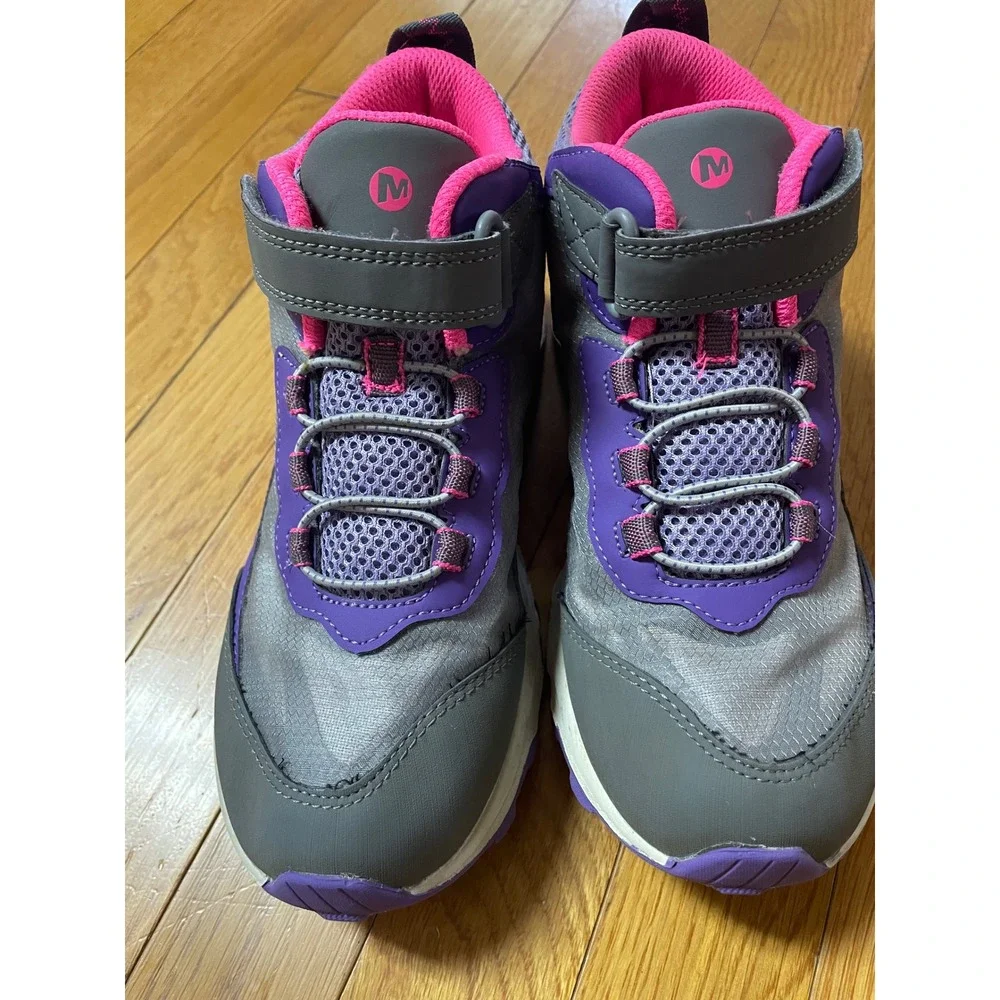 Merrell Girls Grey Purple Waterproof Hiking Boots MK165209 Size 5W